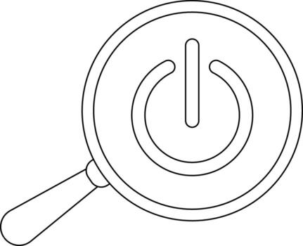 magnifying glass icon and power button icon with white background vector