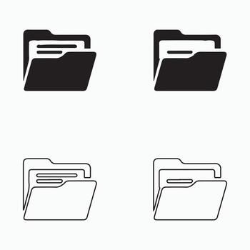 Opened File Folder With Papers Solid File Icons vector