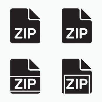 ZIP File Icon Solid Icons Data Storage Pack vector