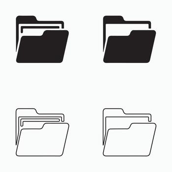Opened File Folder With Papers Solid Folder Set vector