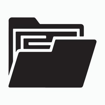 Opened File Folder With Papers Solid Icon vector