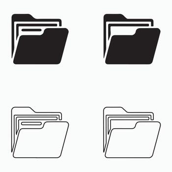 Opened File Folder With Papers Solid Office Icons vector