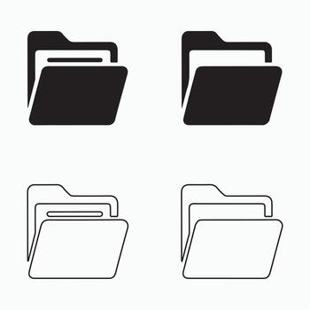 Opened File Folder With Papers Solid Icons Pack vector