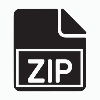 ZIP File Icon Solid Compressed Document Symbol vector