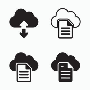 nube documento sincronizar sólido archivo compartiendo íconos vector
