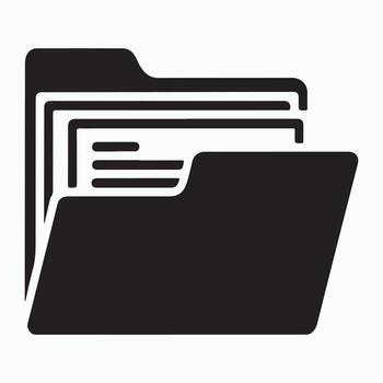 Opened File Folder With Papers Solid Storage Icon vector