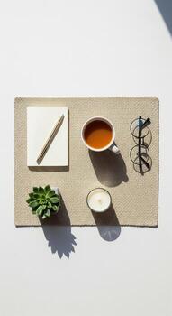 Minimalist Desk Setup with Coffee photo