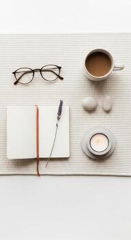 Cozy Flatlay of Workspace photo