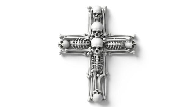 Skulls and Bones Cross Gothic Art Design. photo