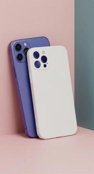 Modern Smartphone Cases in Complementary Colors. photo