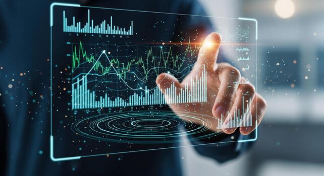 interactivo datos visualización con pantalla táctil interfaz. foto