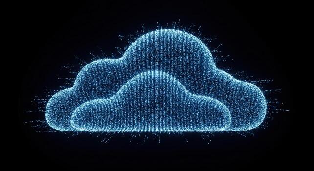 Glowing Cloud Computing Concept on Black. photo