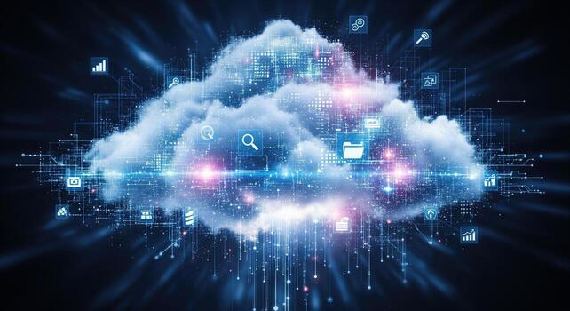 Global Cloud Computing and Data Network Infrastructure. photo