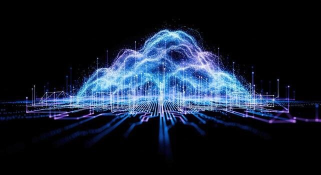 Futuristic Digital Cloud Data Network Visualization. photo
