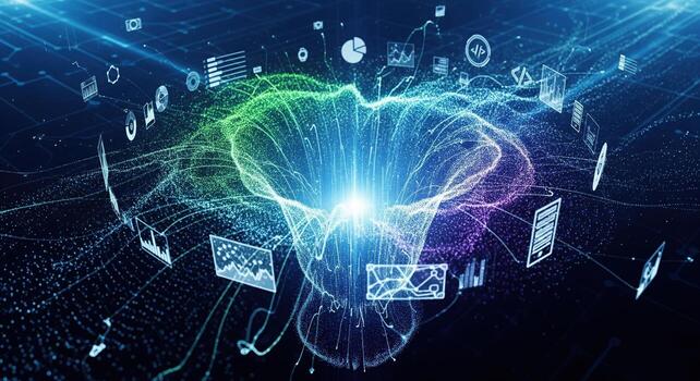 Futuristic Data Visualization and Digital Technology. photo