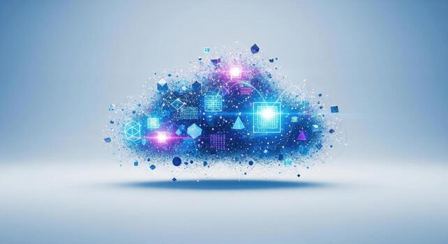 Futuristic Cloud Computing and Big Data Technology Concept. photo