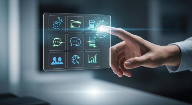 Document Management System with Automation Software Technology Concept. photo