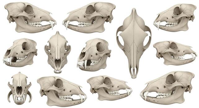 Detailed Collection of Bear Skulls from Multiple Angles. photo
