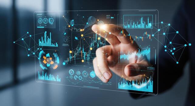 Data Analysis and Visualization on Digital Interface with Hand Interaction. photo