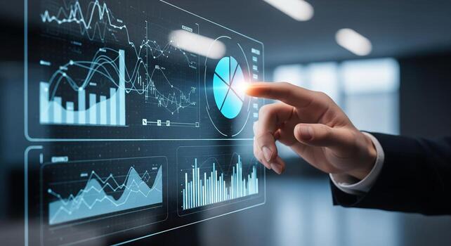 Business Data Visualization on Interactive Display photo