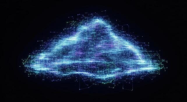 Abstract Triangle Network on Black Background photo