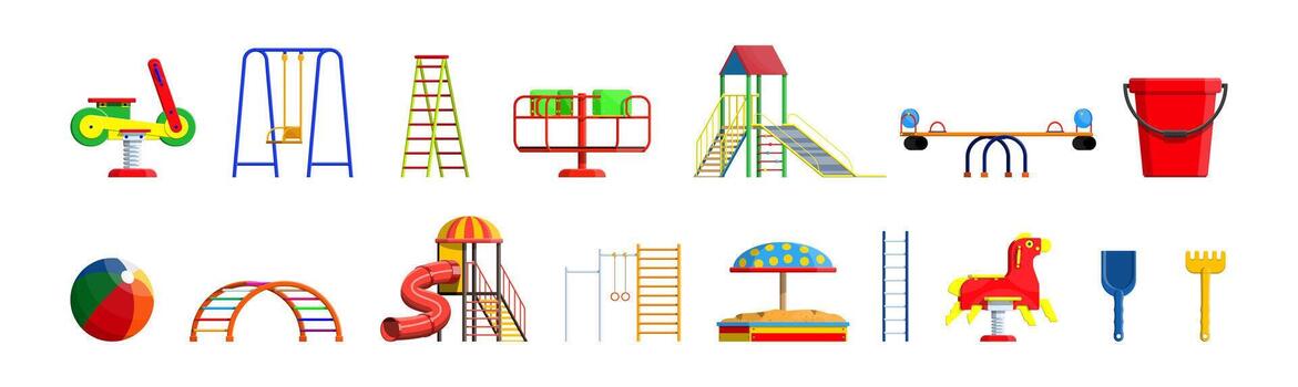 colección de vistoso patio de recreo elementos vector