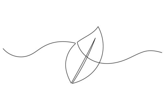 Leaf one line drawing minimal artwork botanical inspired abstract design clean and simple vector