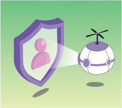 AI Drone Scanning User Privacy Shield vector