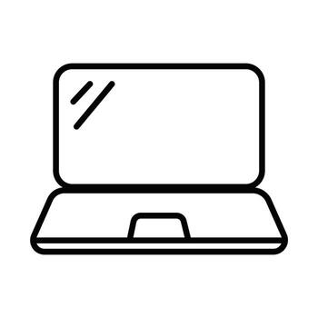 sencillo ordenador portátil línea icono para tecnología y negocios.minimalista cuaderno computadora contorno para web y oficina símbolo. vector