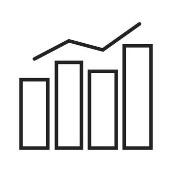 Simple business chart line icon for data analysis and growth.Minimalist bar and line graph outline for statistics. vector