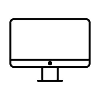 Simple computer monitor line icon for office and technology.Minimalist desktop display outline for PC screen symbol. vector
