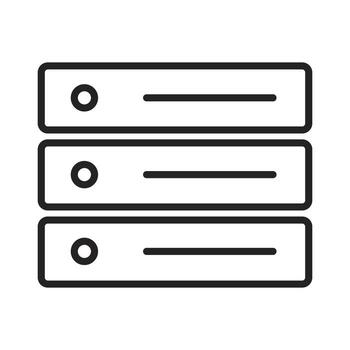 Simple server rack line icon for data center and hosting.Minimalist network server outline for technology symbol. vector