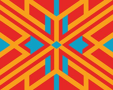 vibrante rojo y oro geométrico modelo resumen moderno Arte diseño presentando enclavamiento líneas y formas, creando un negrita y energético estado animico vector