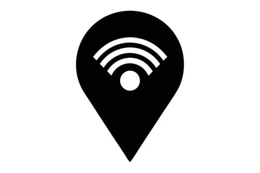 Simple Black Wifi Hotspot Location Icon Minimalist Design, Digital Map Marker Showing Wireless Internet Access Point vector