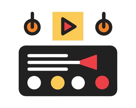 Retro-Style Media Player Interface Icon A Colorful, Playful Digital Audio Device with Power Buttons and Controls vector