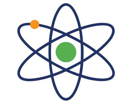 Simple Atomic Structure Illustration A Clean, Modern Depiction of an Atom Orbiting Electrons in a Scientific Setting vector