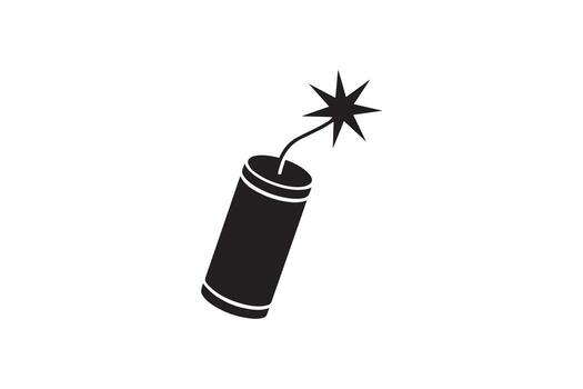 Dynamite Stick Exploding Icon Bomb Fuse Lit Silhouette vector