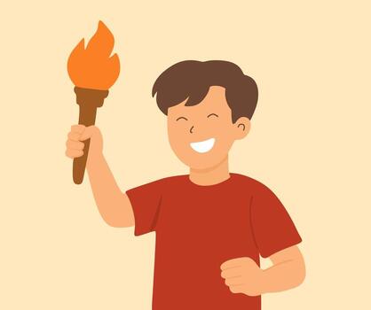 design about character carrying torch vector