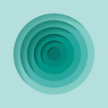 Purple layered 3D paper cut circle design in emerald tones. Abstract geometric background for modern design, poster. vector