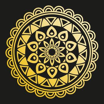 Golden Mandala with Petal-like and Triangular Elements vector