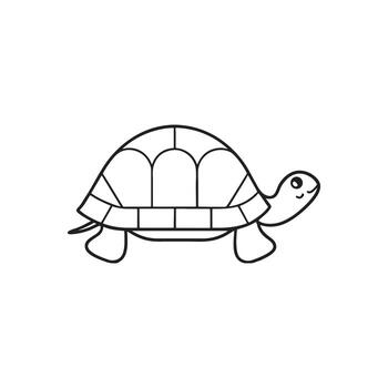 Line Art Turtle with Smiling Face tortoise reptile vector