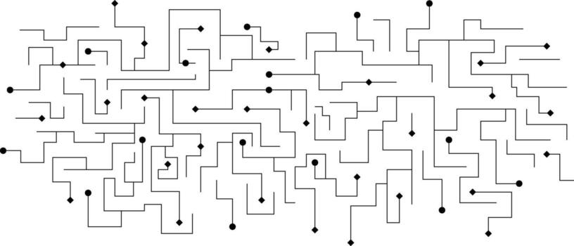 Abstract connecting black line and geometric shape for network connection and communication technology on white background. vector