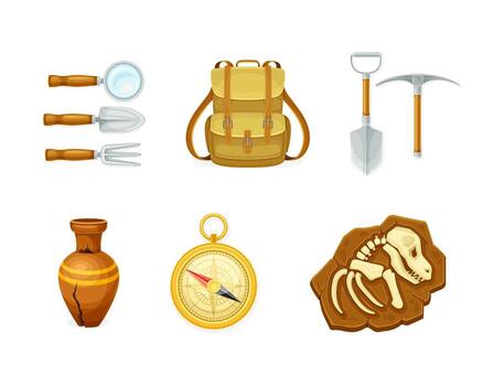 Archaeological tools and artifacts vector