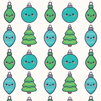 linda patrón, alegre Navidad adornos y arboles en un juguetón patrón, Perfecto para festivo diseños y vacaciones temáticas proyectos con Copiar espacio vector