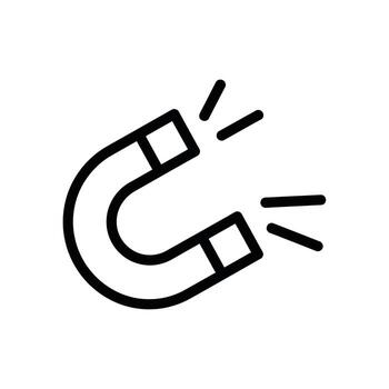 Illustration of a simple horseshoe magnet with magnetic field lines, representing attraction, force, and physics for science and technology vector