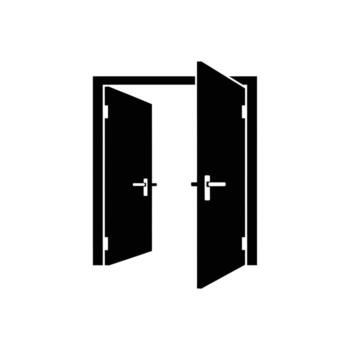 Illustration of an open double door, symbolizing opportunity and access, inviting entry and passage into a space vector