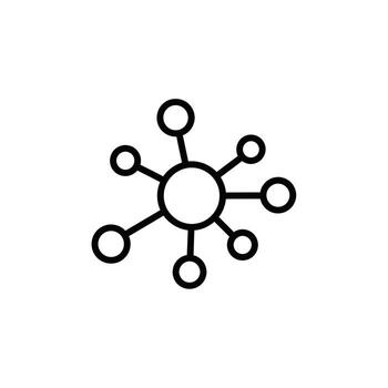 Illustration of a network of interconnected nodes forming a complex system, represents connectivity and data flow vector