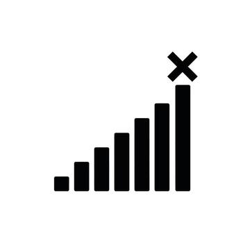 ilustración de señal fuerza indicador con un cruzar marca, representando un débiles o indisponible inalámbrico red conexión vector