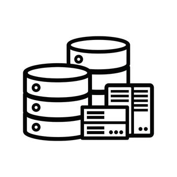 ilustración de un racimo de base de datos y servidor iconos, , representando datos almacenamiento, red infraestructura, y información administración vector