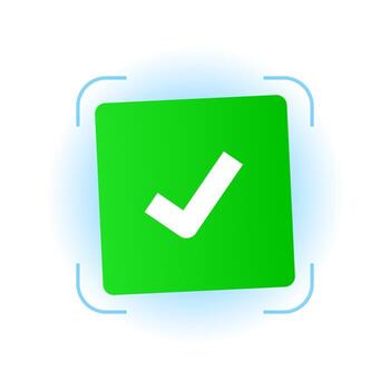 illustration of a scan frame with check mark. successful scanning, verification approved, or confirmation completed. Perfect for mobile app UI, authentication process, and digital security concepts vector